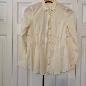 A/X Armani Exchange Cream Button-Front Peplum Blouse